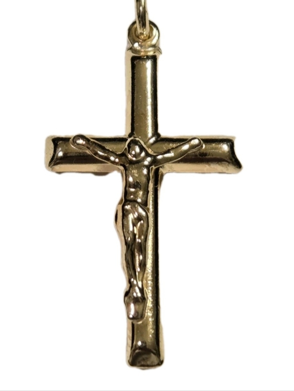 14k Yellow Gold Vermeil 925 Jesus on Cross Crucifix Necklace Pendant NEW